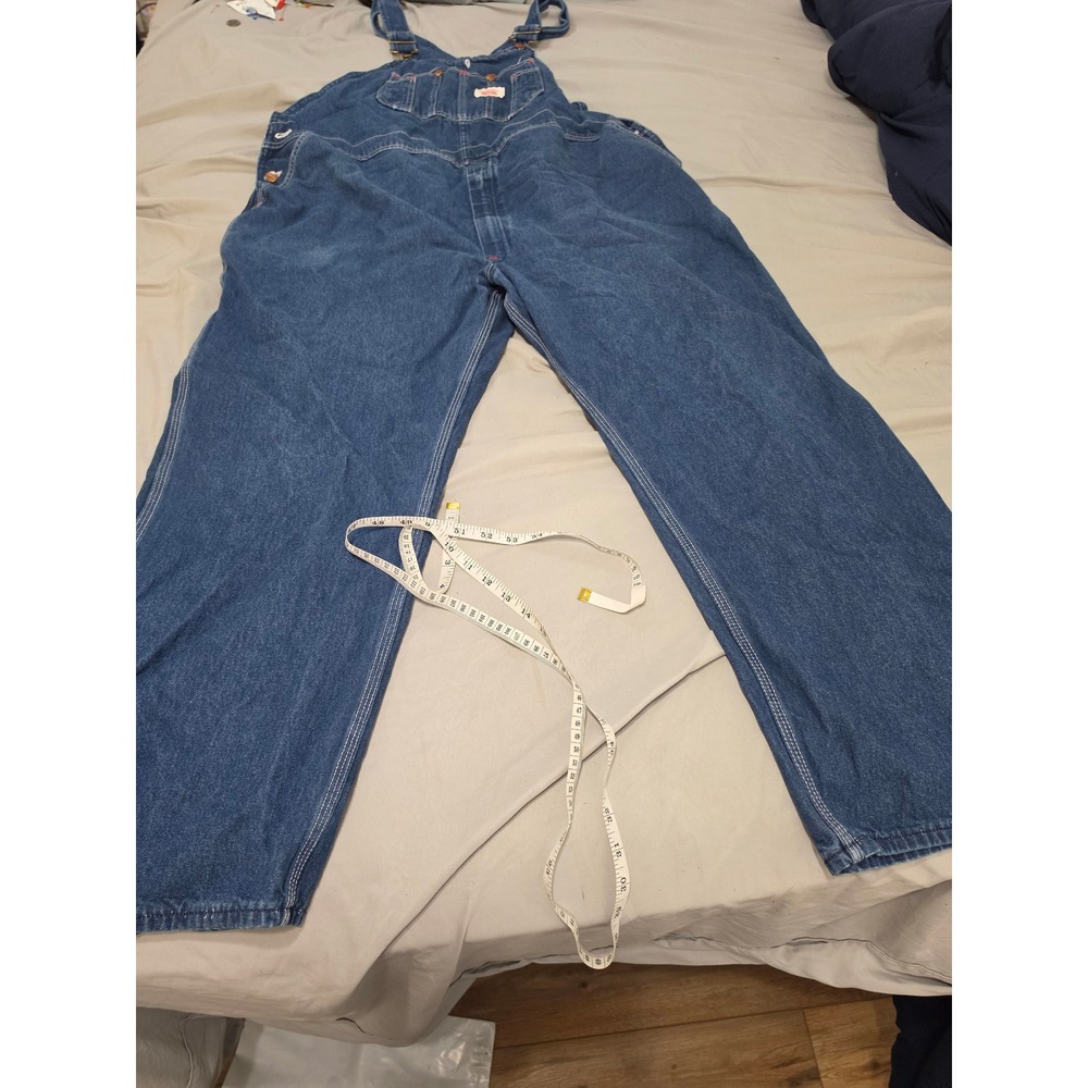 Round House Mens Blue Denim Bib Overalls Made in USA Workwear Utility Classic